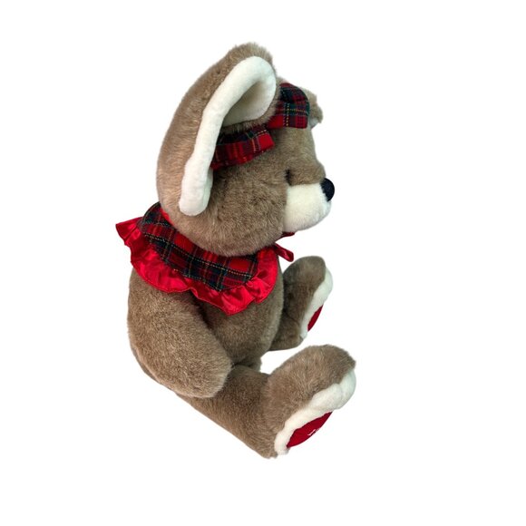 Vintage 1996 Walmart Holiday Mouse Tartan Bow Collar Plush Brown Stuffed Animal - Picture 6 of 12